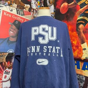 Vintage 90s Penn State PSU White Tag Nike NCAA Football Crewneck Sz 3XL